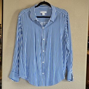 Liz Claiborne Blue and White‎ Striped Casual Shirt